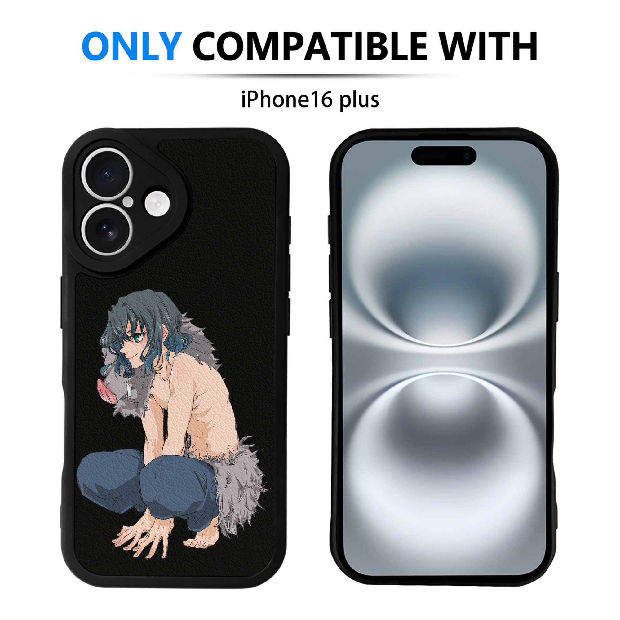 （画像用） 鬼滅の刃（きめつのやいば）嘴平 伊之助／はしびら いのすけ Hashibira Inosuke 【iPhone 16シリーズ対応】シリコンスマホケース（レザー調） 材質：シリコン